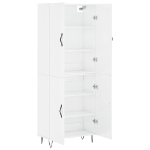 Credenza Bianco Lucido 69,5x34x180 cm in Legno Multistrato