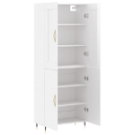 Credenza Bianco Lucido 69,5x34x180 cm in Legno Multistrato