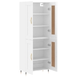 Credenza Bianco Lucido 69,5x34x180 cm in Legno Multistrato