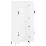 Credenza Bianco Lucido 69,5x34x180 cm in Legno Multistrato