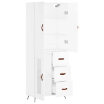 Credenza Bianco Lucido 69,5x34x180 cm in Legno Multistrato