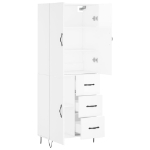 Credenza Bianco Lucido 69,5x34x180 cm in Legno Multistrato