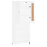 Credenza Bianco Lucido 69,5x34x180 cm in Legno Multistrato