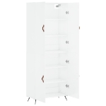 Credenza Bianco Lucido 69,5x34x180 cm in Legno Multistrato