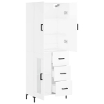 Credenza Bianco Lucido 69,5x34x180 cm in Legno Multistrato