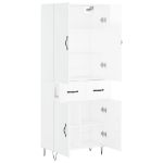 Credenza Bianco Lucido 69,5x34x180 cm in Legno Multistrato