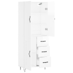 Credenza Bianco Lucido 69,5x34x180 cm in Legno Multistrato