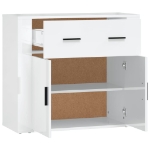 Credenza Bianco Lucido 80x33x70 cm in Legno Multistrato