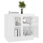 Credenza Bianco Lucido 80x34x75 cm in Legno Multistrato