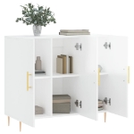 Credenza Bianco Lucido 90x34x80 cm in Legno Multistrato