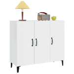 Credenza Bianco Lucido 90x34x80 cm in Legno Multistrato