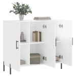 Credenza Bianco Lucido 90x34x80 cm in Legno Multistrato