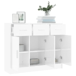 Credenza Bianco Lucido 91x28x75 cm in Legno Multistrato