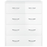 Credenza con 4 Cassetti 60x30,5x71 cm Bianco lucido