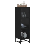 Credenza con Ante in Vetro Nera 35x37x120 cm