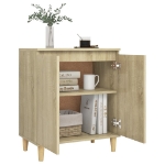 Credenza con Gambe Legno Massello Sonoma 60x35x70cm Multistrato