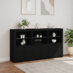 Credenza con Luci LED Nera 181,5x37x100 cm