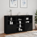 Credenza con Luci LED Nera 181,5x37x100 cm