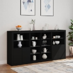 Credenza con Luci LED Nera 202x37x100 cm