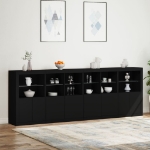 Credenza con Luci LED Nera 283x37x100 cm