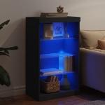 Credenza con Luci LED Nera 60,5x37x100 cm