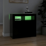 Credenza con Luci LED Nera 80x35x75 cm