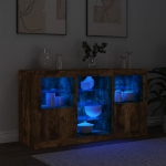 Credenza con Luci LED Rovere Fumo 123x37x67 cm