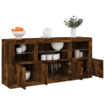 Credenza con Luci LED Rovere Fumo 142,5x37x67 cm