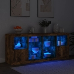 Credenza con Luci LED Rovere Fumo 163x37x67 cm