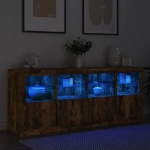 Credenza con Luci LED Rovere Fumo 163x37x67 cm