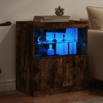 Credenza con Luci LED Rovere Fumo 60x37x67 cm