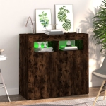 Credenza con Luci LED Rovere Fumo 80x35x75 cm