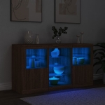 Credenza con Luci LED Rovere Marrone 123x37x67 cm