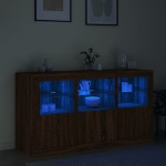 Credenza con Luci LED Rovere Marrone 123x37x67 cm