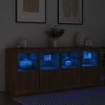 Credenza con Luci LED Rovere Marrone 163x37x67 cm