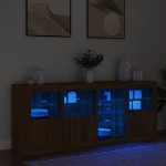 Credenza con Luci LED Rovere Marrone 164x37x67 cm