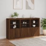 Credenza con Luci LED Rovere Marrone 181,5x37x100 cm