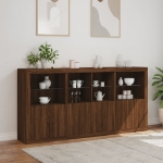 Credenza con Luci LED Rovere Marrone 202x37x100 cm