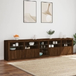 Credenza con Luci LED Rovere Marrone 283x37x67 cm