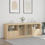 Credenza con Luci LED Rovere Sonoma 202x37x67 cm