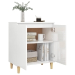 Credenza Gambe Massello Bianco Lucido 60x35x70cm Multistrato