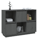 Credenza Grigia 110,5x35x80 cm in Legno Massello di Pino