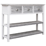 Credenza Grigio Antico 108x30x76 cm Legno Massello di Paulownia