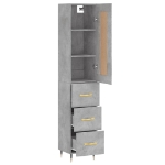 Credenza Grigio Cemento 34,5x34x180 cm in Legno Multistrato