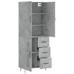 Credenza Grigio Cemento 69,5x34x180 cm in Legno Multistrato