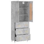 Credenza Grigio Cemento 69,5x34x180 cm in Legno Multistrato