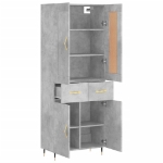 Credenza Grigio Cemento 69,5x34x180 cm in Legno Multistrato