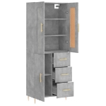 Credenza Grigio Cemento 69,5x34x180 cm in Legno Multistrato