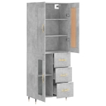 Credenza Grigio Cemento 69,5x34x180 cm in Legno Multistrato