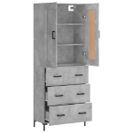 Credenza Grigio Cemento 69,5x34x180 cm in Legno Multistrato